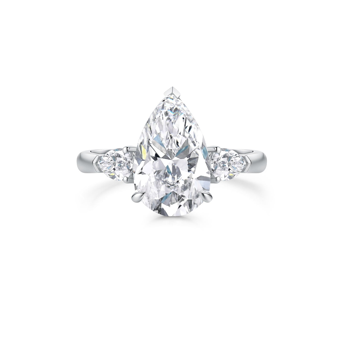 Pear Sidestone Pear Three Stone Engagement Ring – Luminary Gem